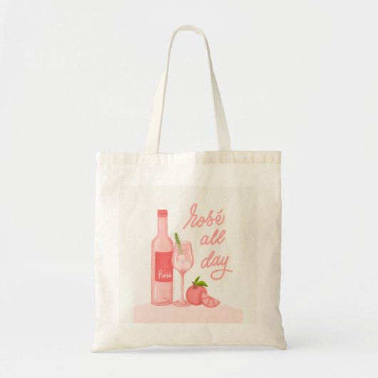 Roos hele dag wijn tote bag (Voorkant)