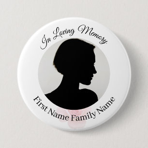 Roos herdenkingsfoto knop ronde button 7,6 cm