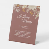 Roos herfst Boho weddenschap in liefdevol geheugen Reclamebord Met Voetstuk (Voorkant)