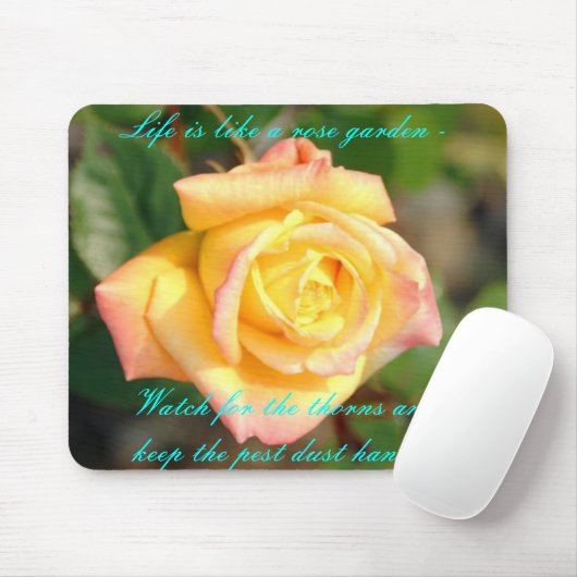 roos, het leven is als een roos tuin. muismat (Met muis)