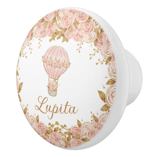  Roos heteluchtballonkwekerij Keramische Knop (Rechts)