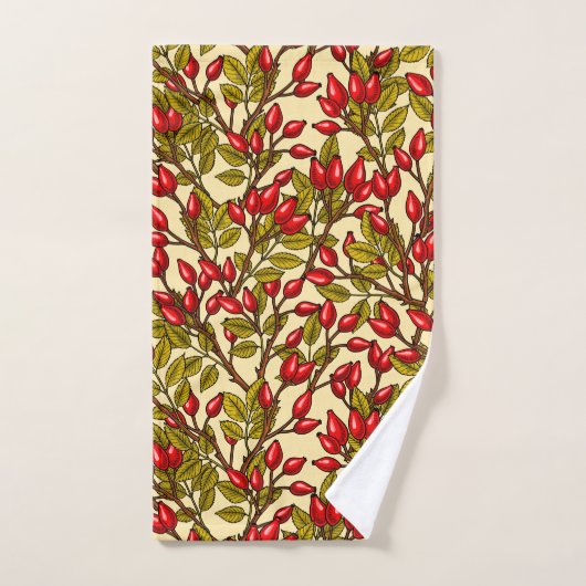 Roos heupen, rood, groen, geel bad handdoek (Handdoek)