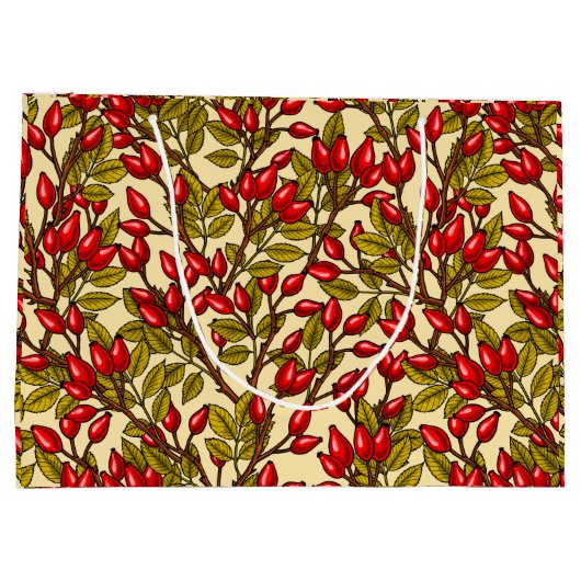 Roos heupen, rood, groen, geel groot cadeauzakje (Achterkant)