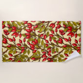 Roos heupen, rood, groen, geel strandlaken (Voorkant)