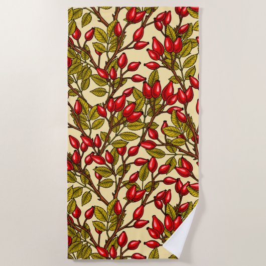 Roos heupen, rood, groen, geel strandlaken (Voorkant)