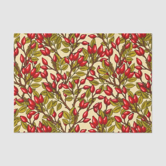 Roos heupen, rood, groen, geel tissuepapier (Voorkant)