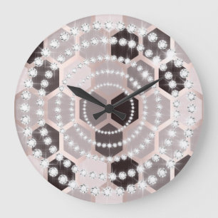 Roos Hexagone Grey Silver Diamond Infinity Circles Grote Klok
