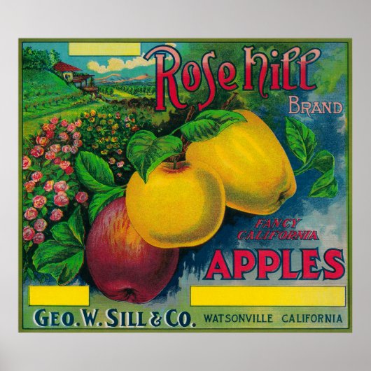 Roos Hill Apple Crate LabelWatsonville, CA Poster (Voorkant)