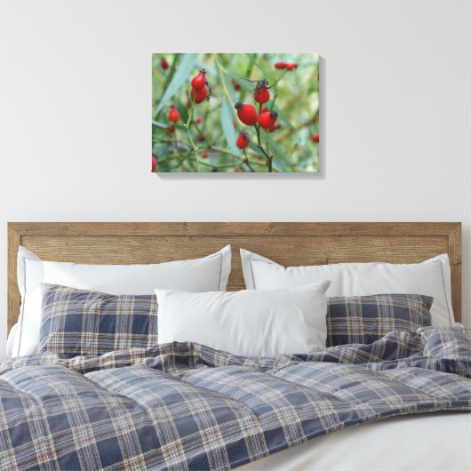 Roos hip Autumn Phto Stretched Canvas Print (Insitu (Slaapkamer))