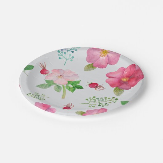 Roos Hip Garden Patroon Papieren Bordje (Gekanteld)