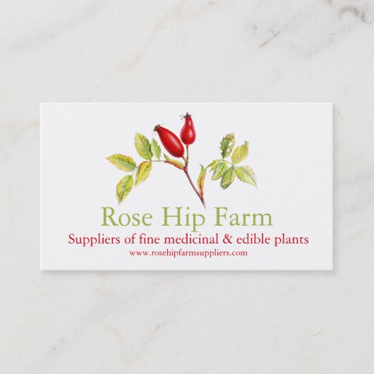 Roos hip herbal boerderij provider visitekaartje (Voorkant)