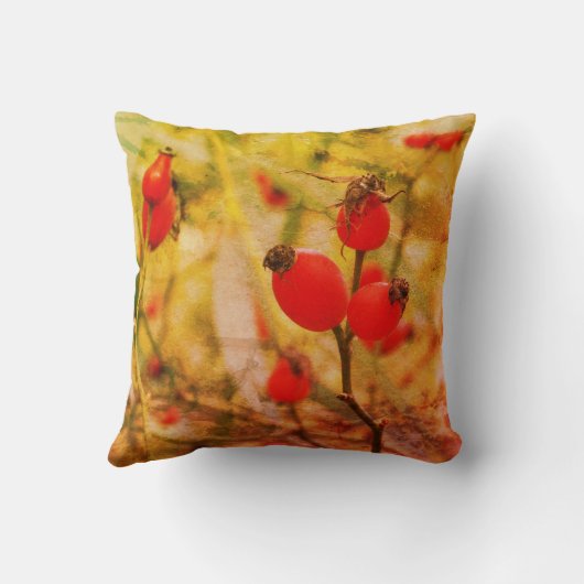 Roos hip herfstfotografie kunstkussen kussen (Achterkant)