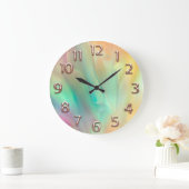 Roos Holograaf Abstracte Nummers Groen Grote Klok (Huis)