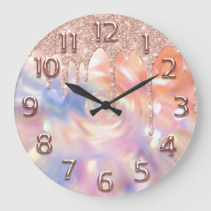 Roos Holograafnummer Glitter Drift Roze Glitter Grote Klok