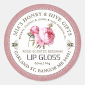  Roos & Honingbij Roze Lip Gloss Label (Voorkant)