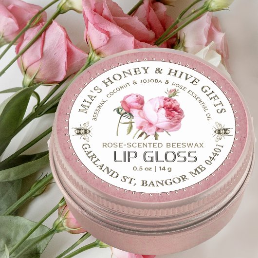  Roos & Honingbij Roze Lip Gloss Label