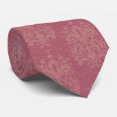 Roos Hout en zalm Satin Damask Necktie Stropdas (Opgerold)
