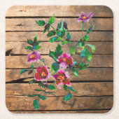  roos - houten planken kartonnen onderzetters (Voorkant)