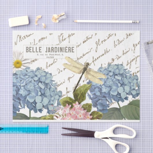 Roos Hummingbird Dragonfly Frans Script Honeybee Tissuepapier (Craft)