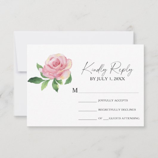 Roos - Huwelijk RSVP Kaart (Voorkant)