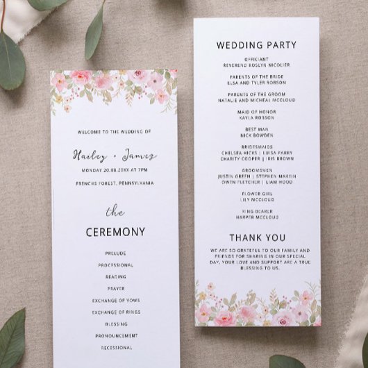 Roos huwelijksceremonie programma Sjabloon