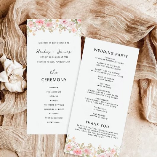 Roos huwelijksceremonie programma Sjabloon