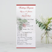 Roos huwelijksprogramma's programmakaart (Staand voorkant)