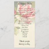 Roos huwelijksprogramma's Programmakaart (Achterkant)