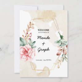 Roos huwelijksuitnodigingen Art Kaart