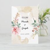 Roos huwelijksuitnodigingen Art Kaart (Staand voorkant)