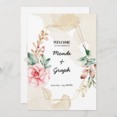 Roos huwelijksuitnodigingen Art Kaart (Voorkant / Achterkant)