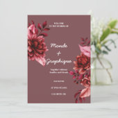 Roos huwelijksuitnodigingen Art Kaart (Staand voorkant)