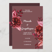 Roos huwelijksuitnodigingen Art Kaart (Voorkant / Achterkant)