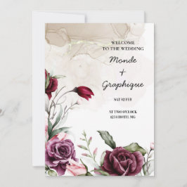 Roos huwelijksuitnodigingen Art Kaart