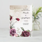 Roos huwelijksuitnodigingen Art Kaart (Staand voorkant)