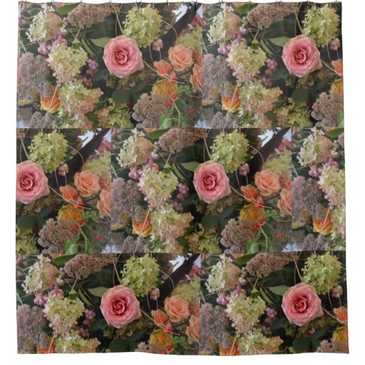 Roos Hydrangea Bouquet Douchegordijn (Voorkant)