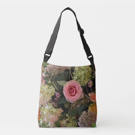 Roos Hydrangea Floral Crossbody Tas (Voorkant)