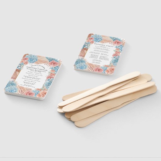 Roos Hydrangea Trouwprogramma Hand Fan Handwaaier (Niet-gemonteerd)