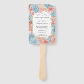 Roos Hydrangea Trouwprogramma Hand Fan Handwaaier (Voorkant)