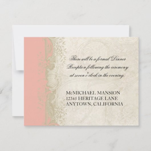  Roos in barokstijl Zalm in Cream Lace Kaart (Voorkant)