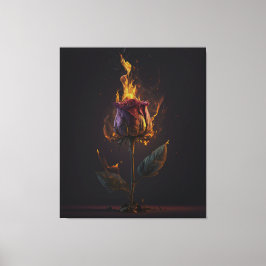 roos in brand canvas afdruk