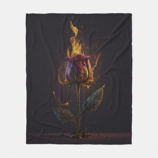 roos in brand fleece deken (Voorkant)