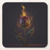 roos in brand kartonnen onderzetters (Voorkant)