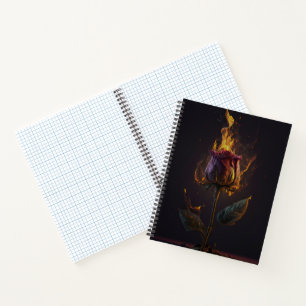 roos in brand notitieboek