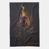 roos in brand theedoek (Verticaal)