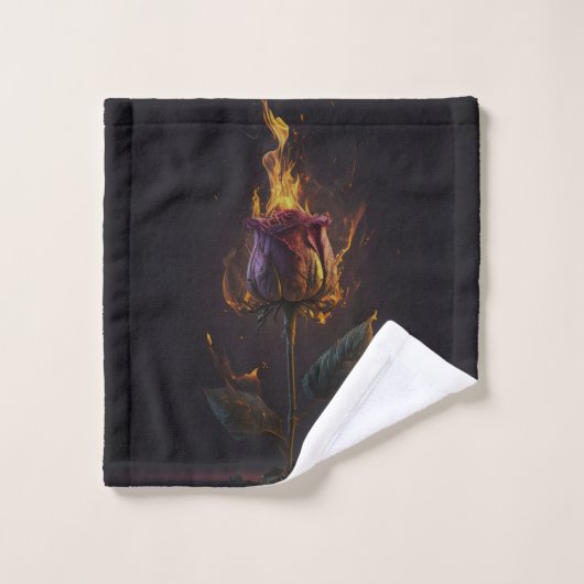 roos in brand washandje (Wasdoekje)
