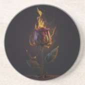 roos in brand zandsteen onderzetter (Voorkant)