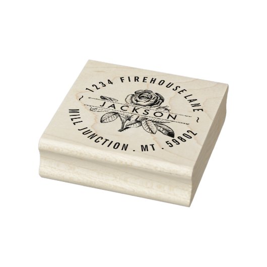Roos in Cirkel Stempel van het Adres van de Terug (Stempel)