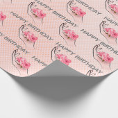 Roos in de hand op hart cadeaupapier (Hoek)