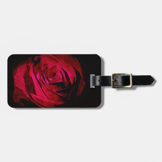 Roos in duisternis - Abstract impressionisme Bagagelabel (Voorkant horizontaal)